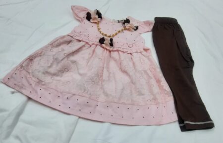 82-Girls 2Pcs Embroidered & Stitched Cotton Frock
