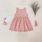 🌸 Blush Pink Linen Baby Dress